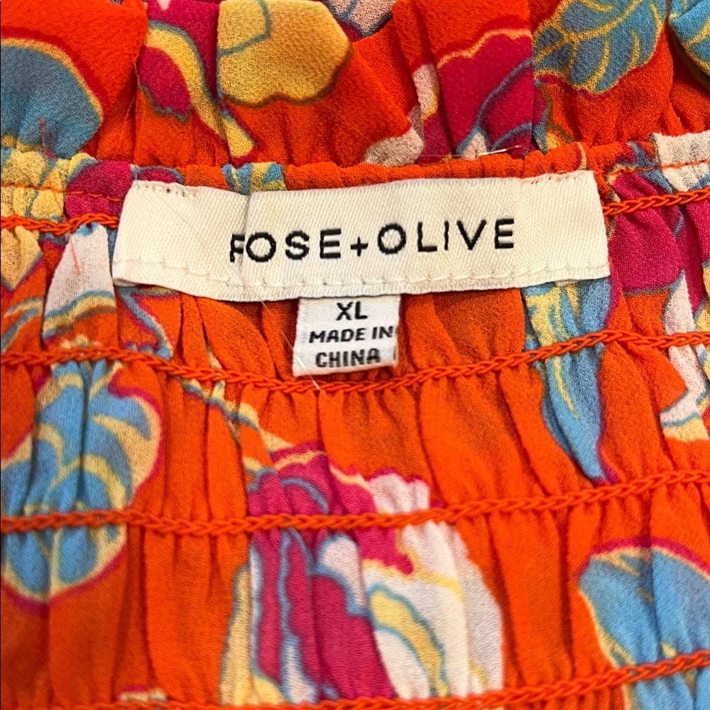 Rose + Olive Floral Sleeveless V-neck Smocked Blouse - Picture 8 of 9